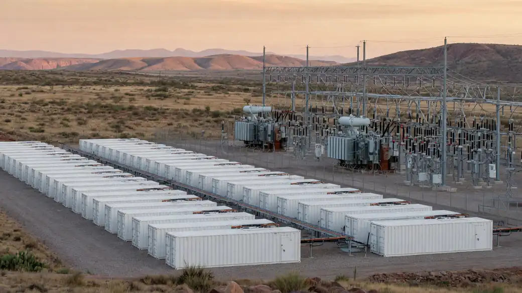 Planta de almacenamiento de energía junto a una subestación